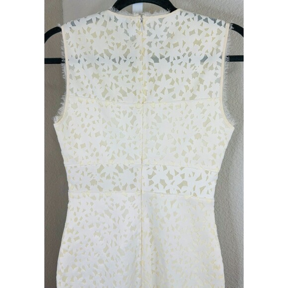 Elizabeth and James Levine Ivory Midi Dress Laser Cut Bodycon Sheer Panel NEW 4 - Picture 10 of 15